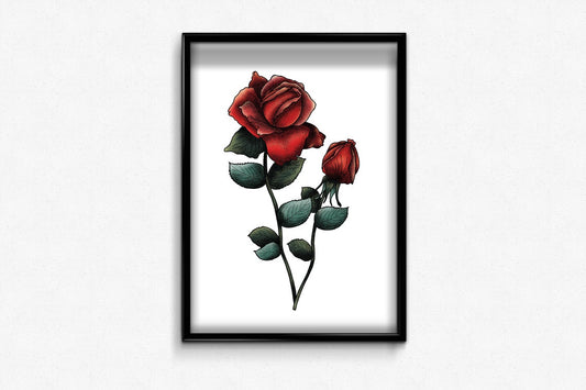 Traditional Rose Tattoo Print